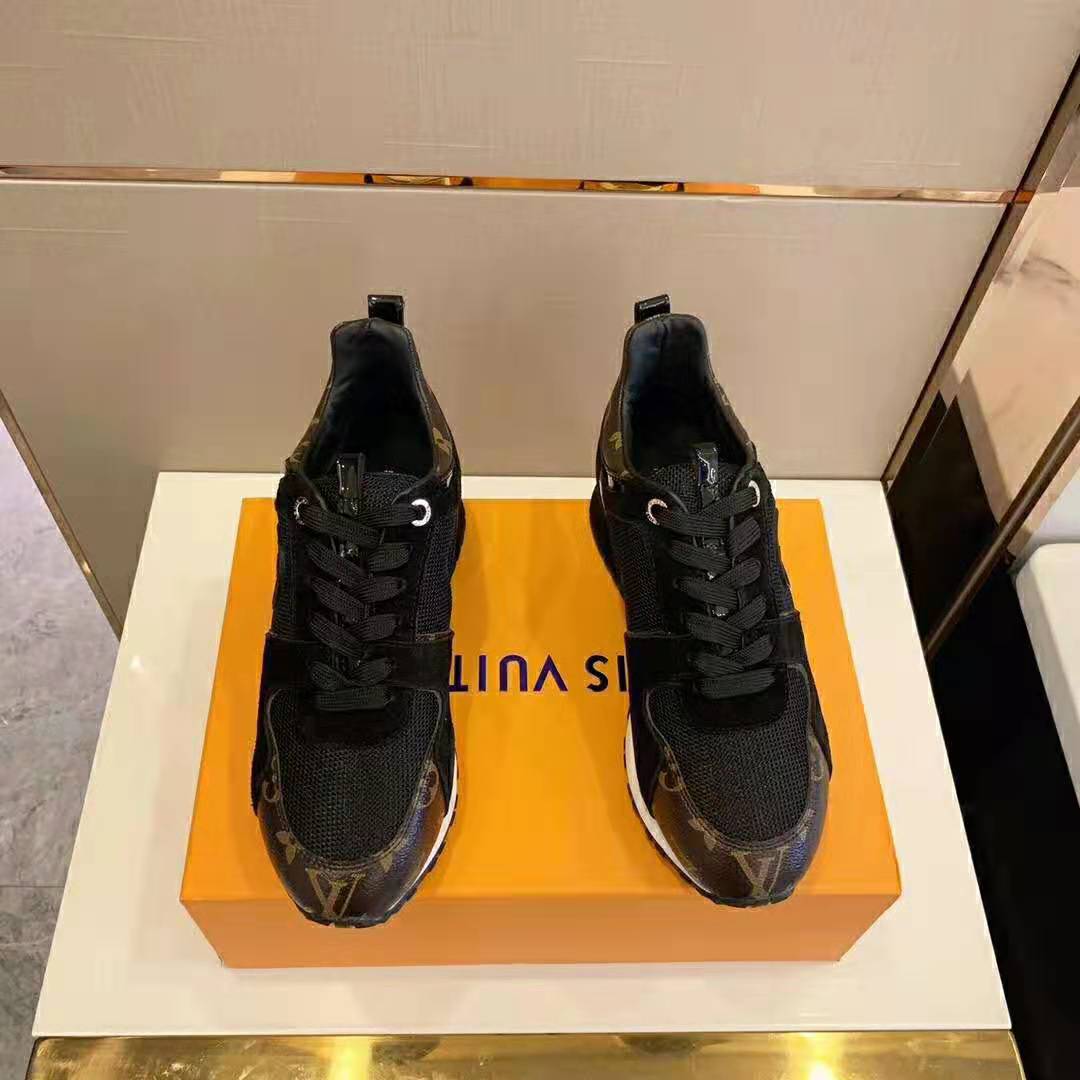 Louis Vuitton LV Unisex Run Away Sneaker in Suede Calf Leather-Black