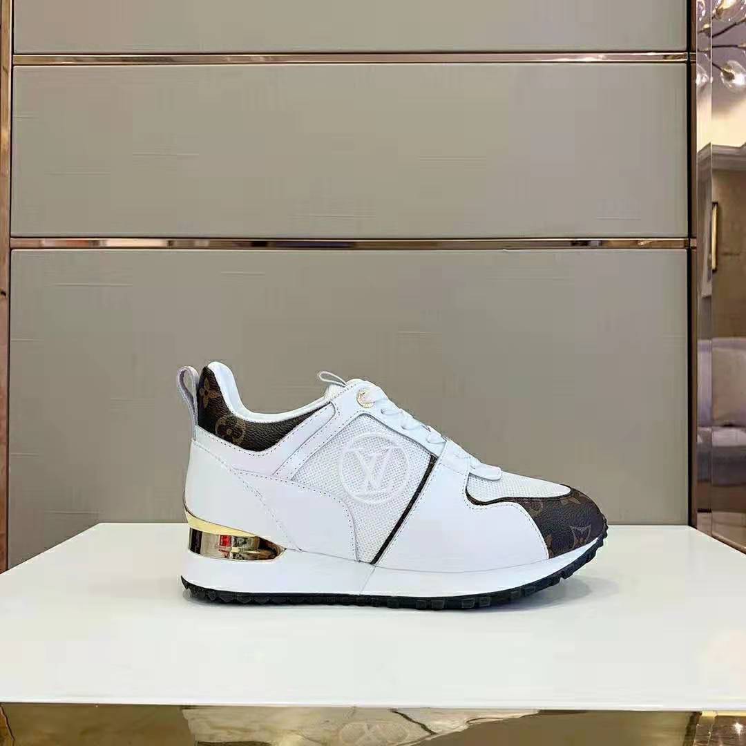 Louis Vuitton LV Unisex Run Away Sneaker in Supple Calf Leather-White