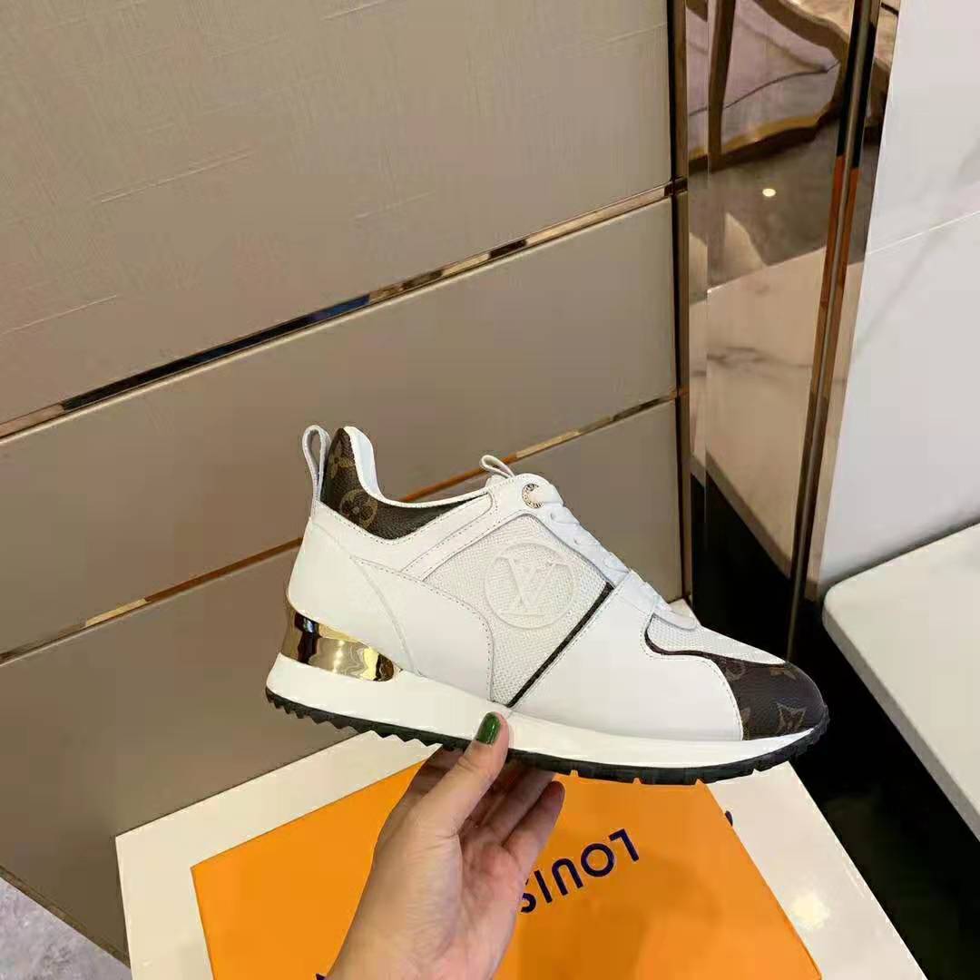 Louis Vuitton LV Unisex Run Away Sneaker in Supple Calf Leather-White