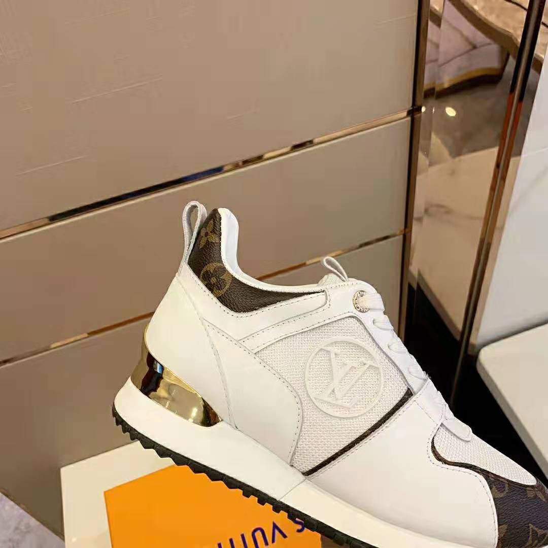 Louis Vuitton LV Unisex Run Away Sneaker in Supple Calf Leather-White