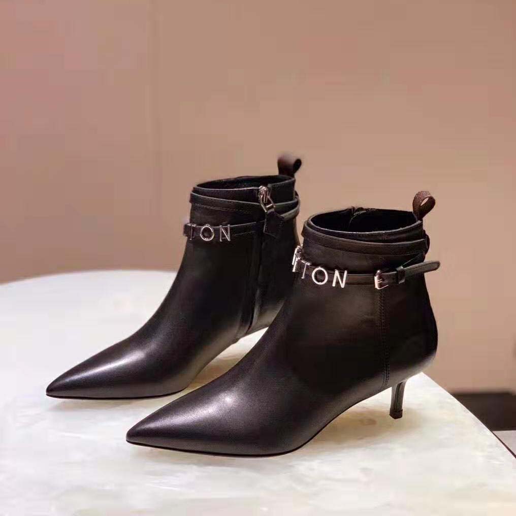 Louis Vuitton LV Women Call Back Ankle Boot in Smooth Calf Leather 5.5 cm Heel-Black