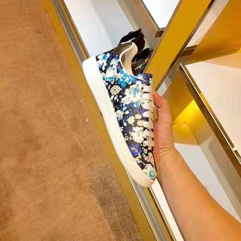 Louis Vuitton LV Women Frontrow Sneaker in Flower-Printed Calf Leather-Blue