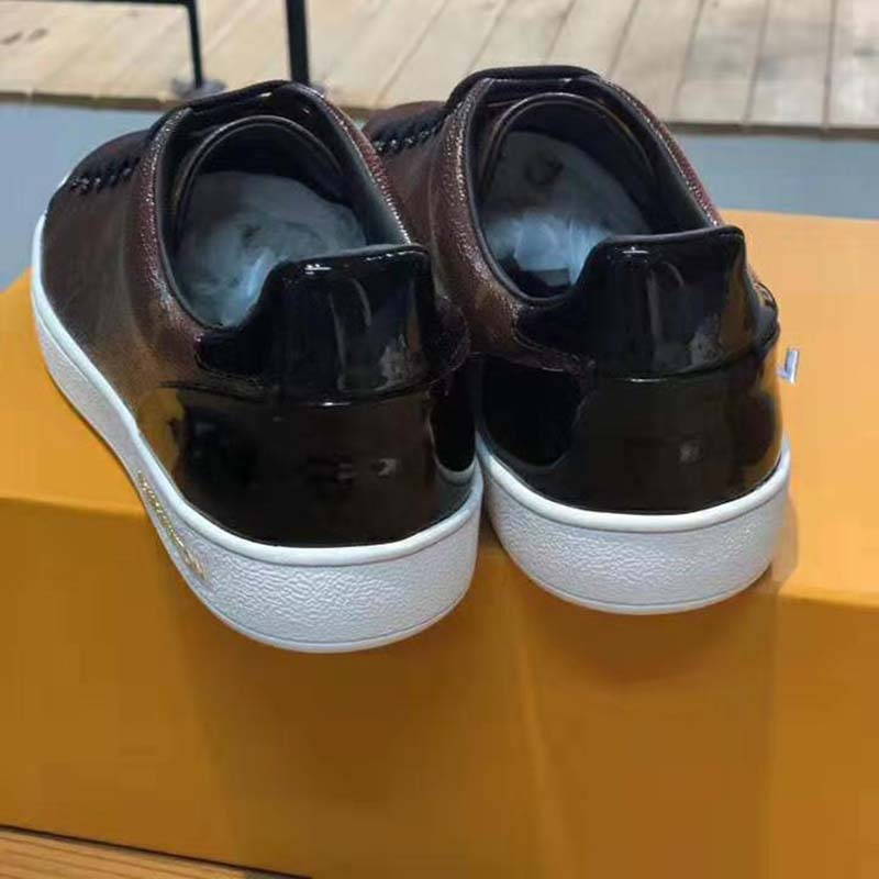 Louis Vuitton LV Women Frontrow Sneaker in Patent Monogram Canvas-Brown