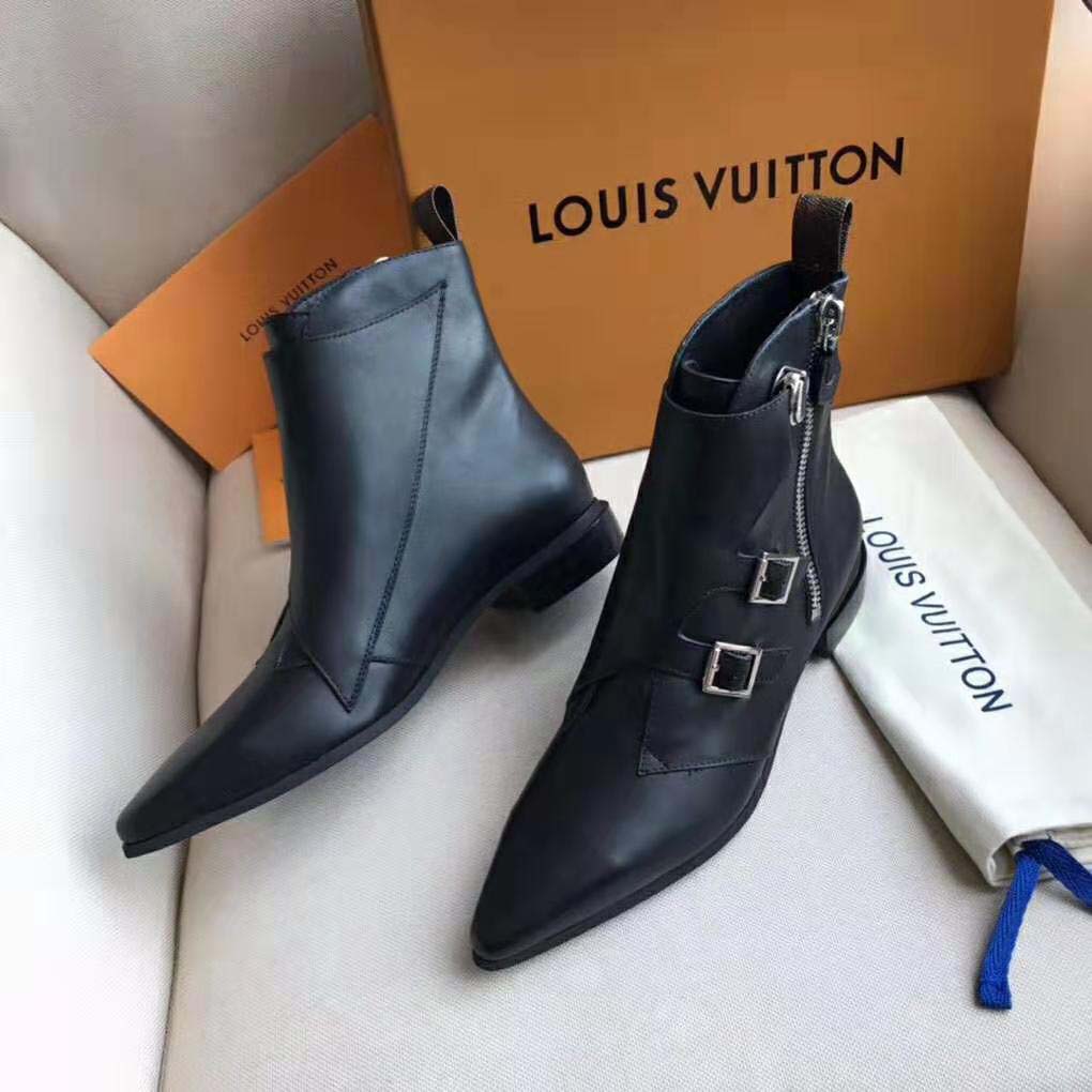 Louis Vuitton LV Women Jumble Flat Ankle Boot in Calf Leather-Black
