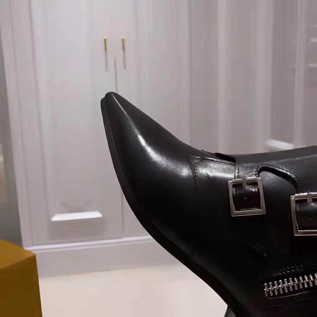 Louis Vuitton LV Women Jumble Flat Ankle Boot in Calf Leather and Rubber Outsole-Black