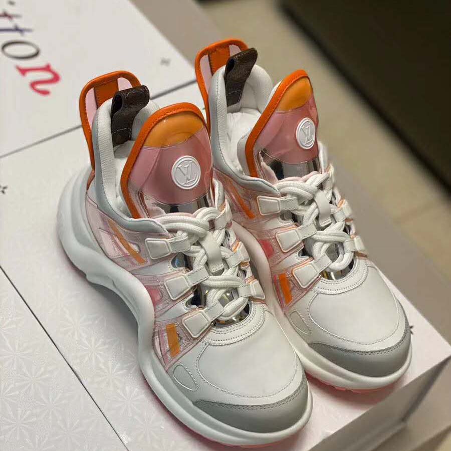 Louis Vuitton LV Women LV Archlight Sneaker in Leather and Technical Fabrics-Orange