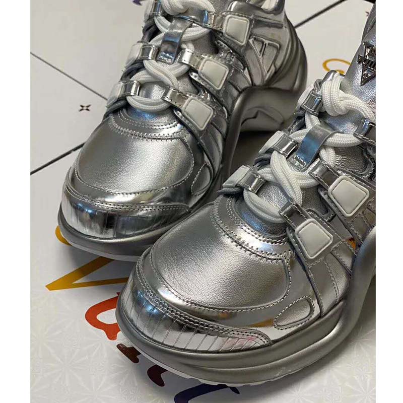 Louis Vuitton LV Women LV Archlight Sneaker in Leather and Technical Fabrics-Silver