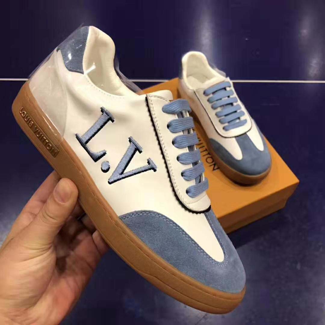 Louis Vuitton LV Women LV Frontrow Sneaker in Calf Leather and Suede Calf Leather-Blue