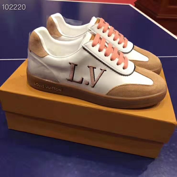 Louis Vuitton LV Women LV Frontrow Sneaker in Calf Leather and Suede Calf Leather-Pink
