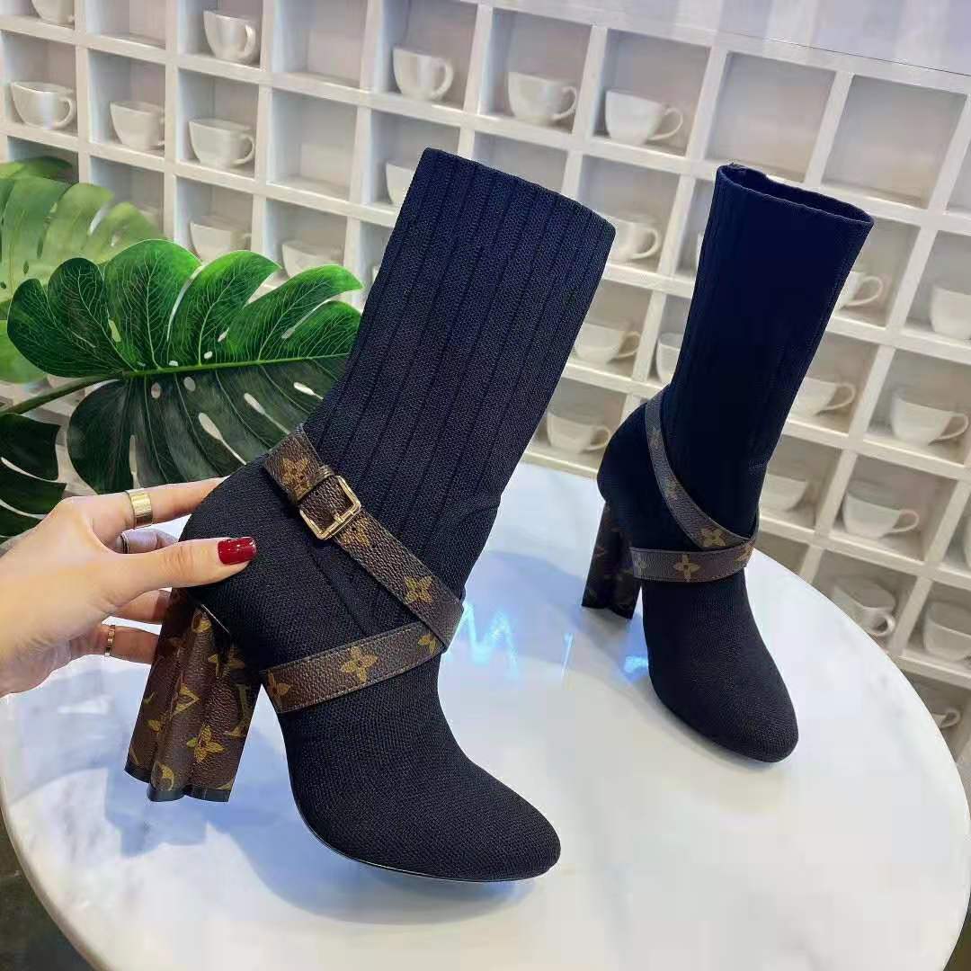 Louis Vuitton LV Women LV Silhouette Ankle Boot in Textile and Monogram Canvas-Black