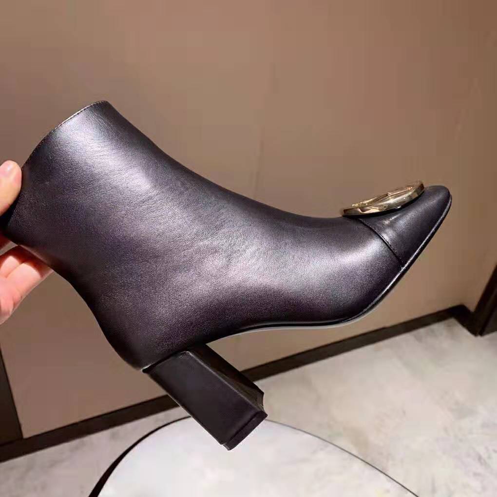Louis Vuitton LV Women Madeleine Ankle Boot Soft Black Calf Leather 7.5 cm Heel