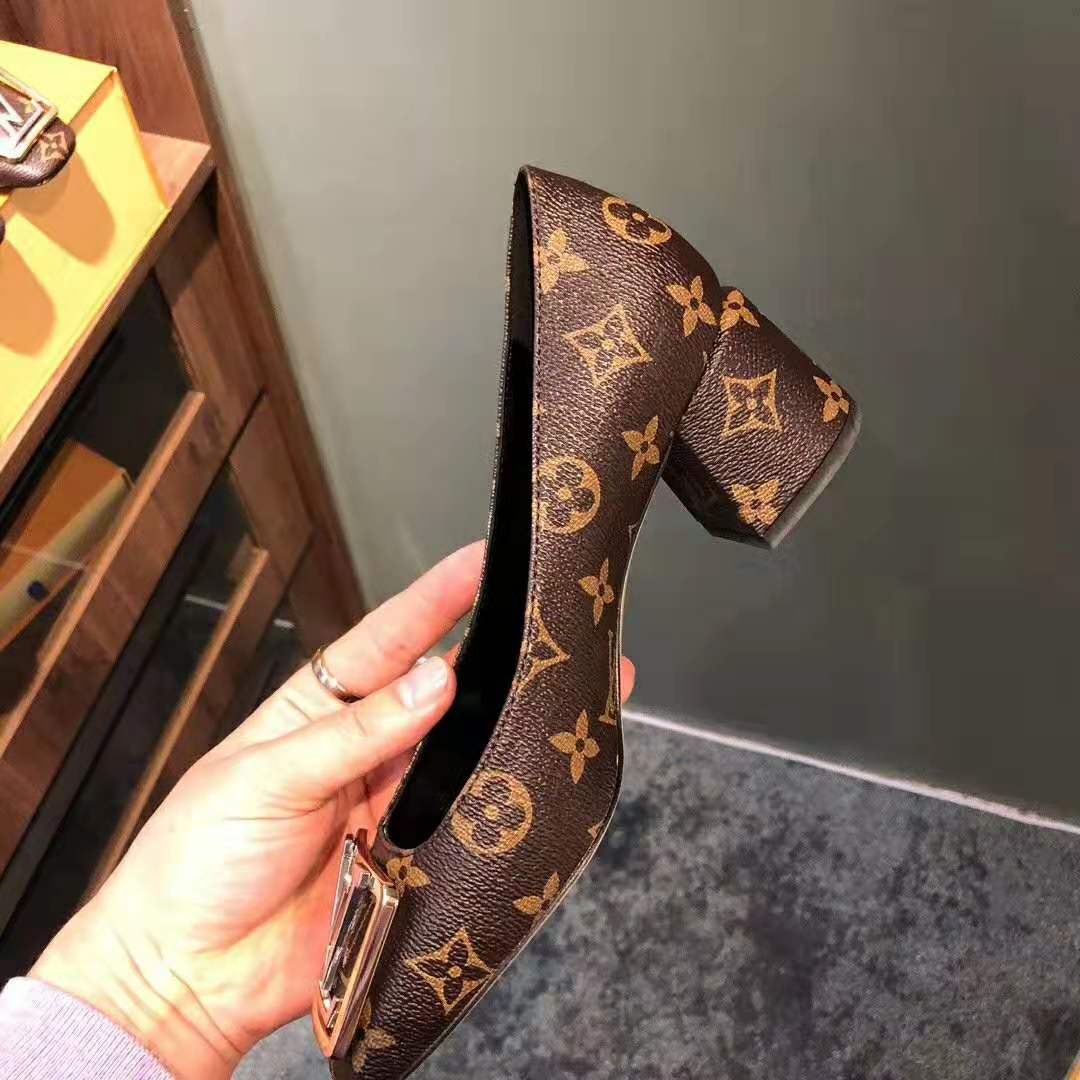 Louis Vuitton LV Women Madeleine Pump in Patent Monogram Canvas 7.5 cm Heel-Brown