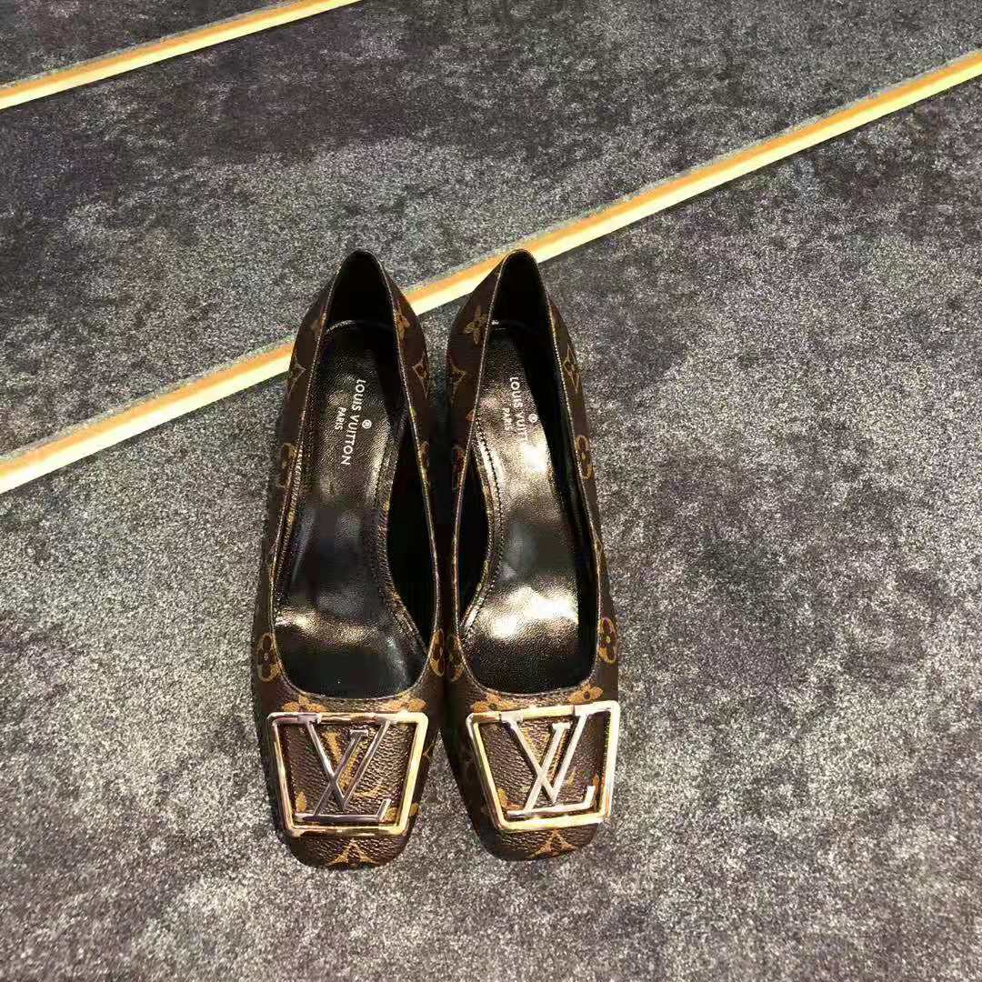 Louis Vuitton LV Women Madeleine Pump in Patent Monogram Canvas 7.5 cm Heel-Brown