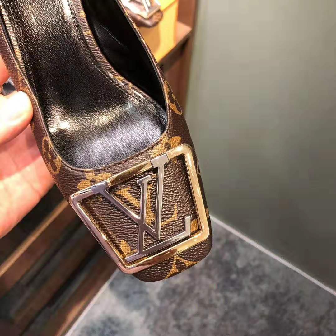 Louis Vuitton LV Women Madeleine Pump in Patent Monogram Canvas 7.5 cm Heel-Brown