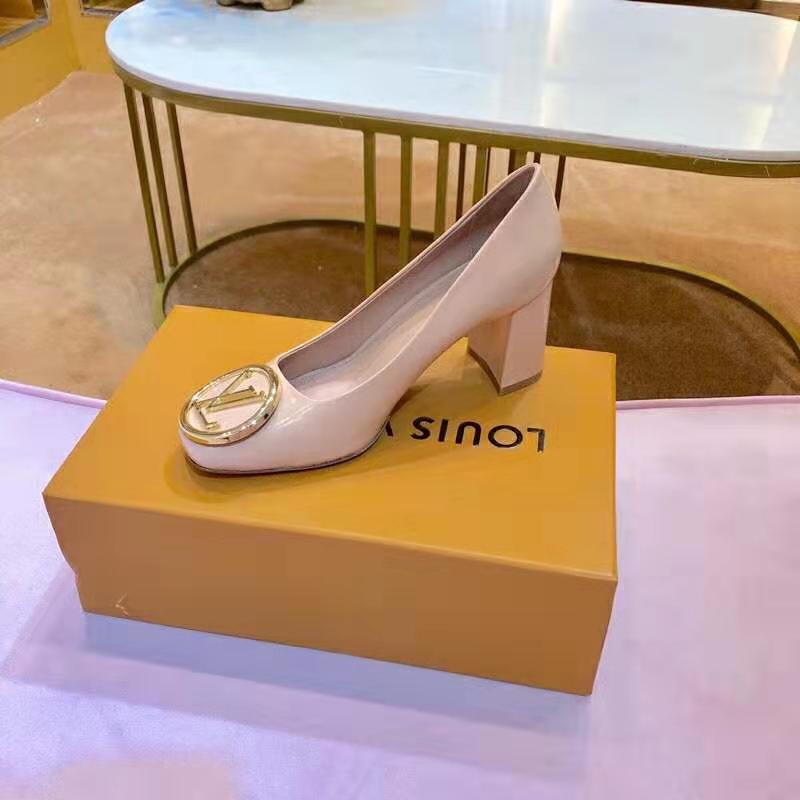 Louis Vuitton LV Women Madeleine Pump in Smooth Calf Leather with Versize LV Circle Signature-Sandy