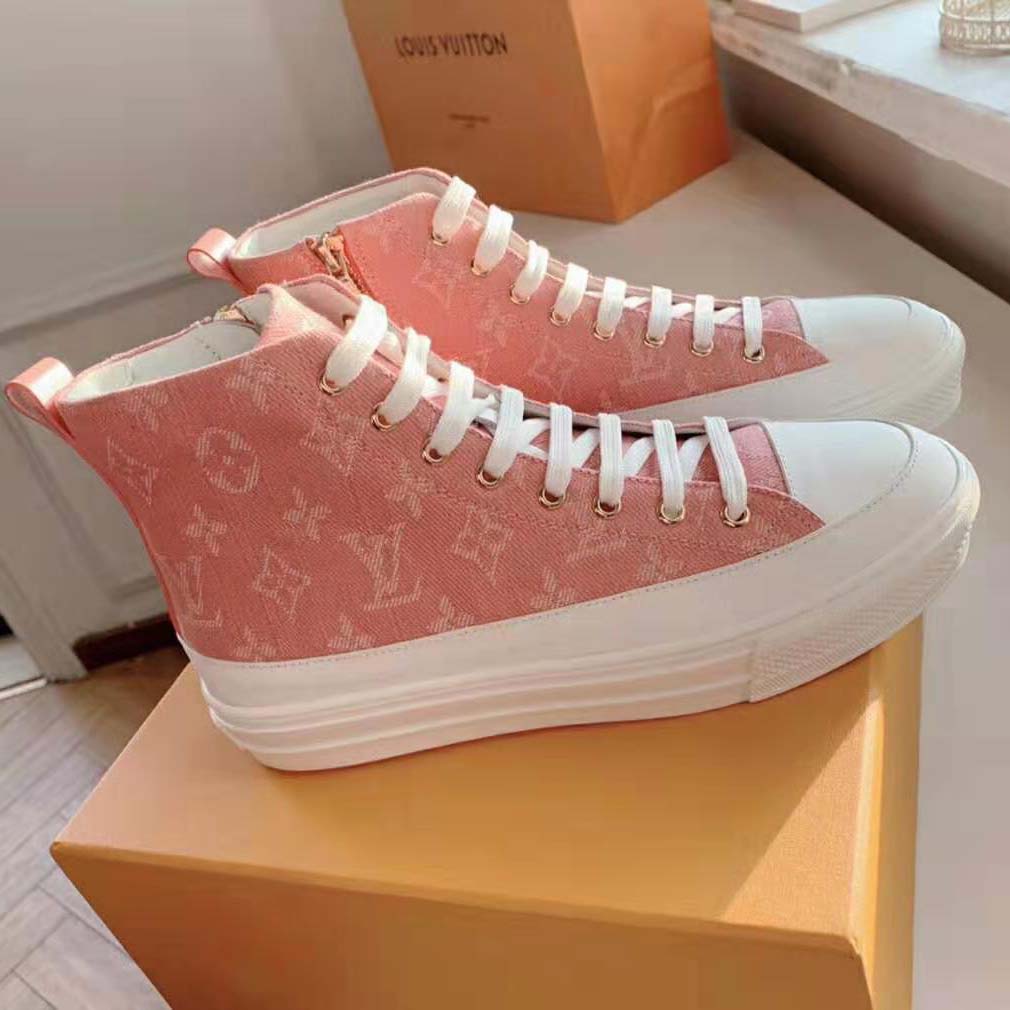 Louis Vuitton LV Women Stellar Sneaker Boot in Pink Monogram Denim