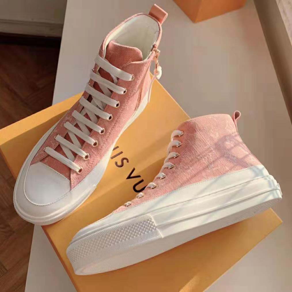 Louis Vuitton LV Women Stellar Sneaker Boot in Pink Monogram Denim