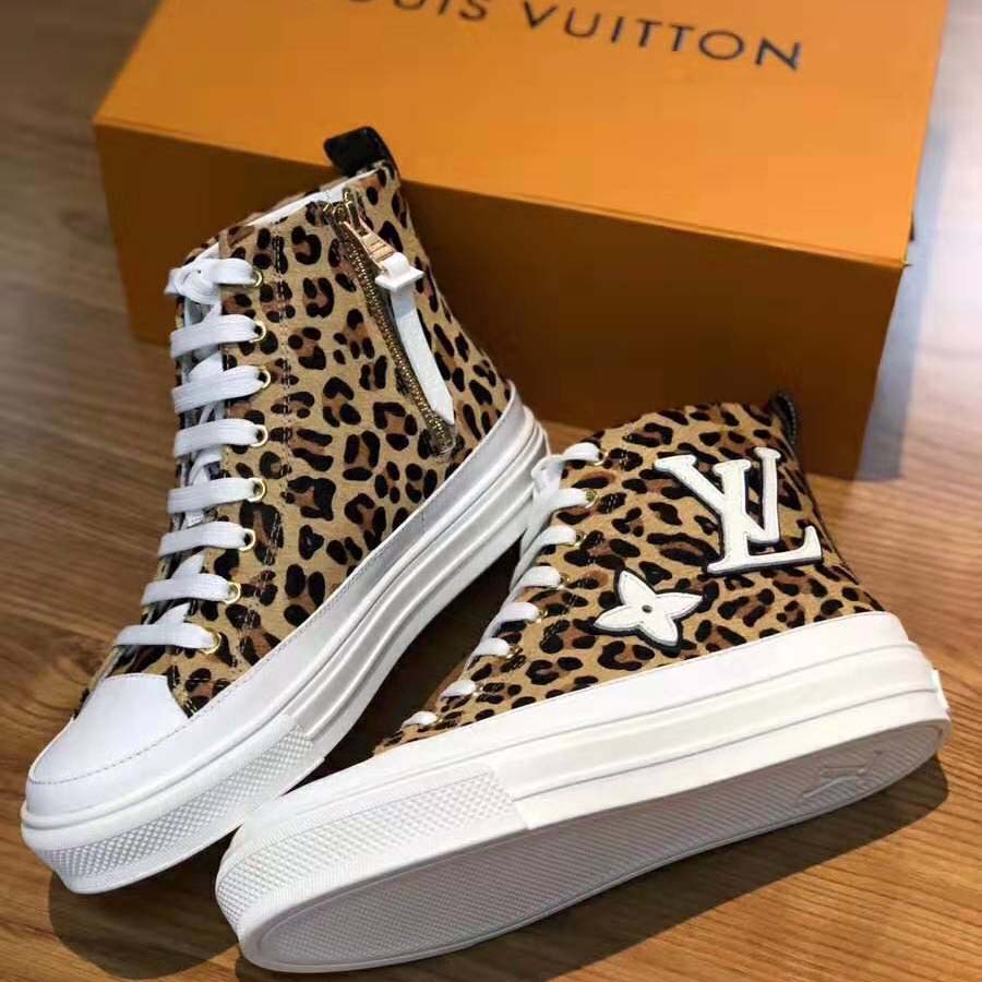 Louis Vuitton LV Women Stellar Sneaker Boot in Pony-Styled Calf Leather-Brown