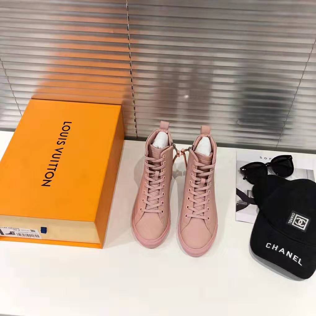 Louis Vuitton LV Women Stellar Sneaker Boot in Soft Pink Calfskin Leather