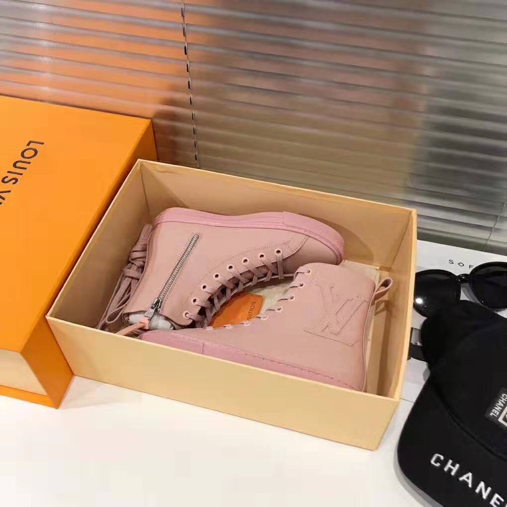 Louis Vuitton LV Women Stellar Sneaker Boot in Soft Pink Calfskin Leather