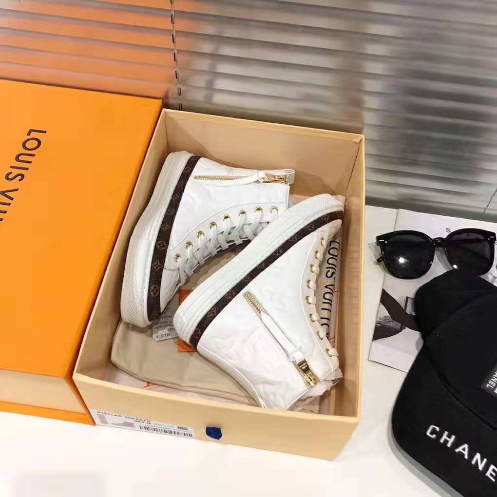 Louis Vuitton LV Women Stellar Sneaker Boot in Soft White Calfskin Leather