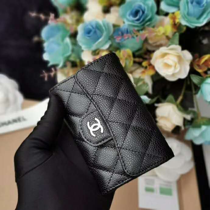 Chanel Women Classic Card Holder Grained Calfskin & Gold-Tone Metal-Black