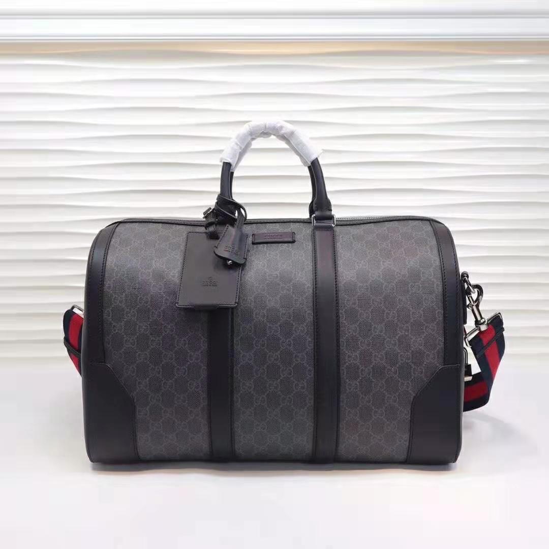 G*u*i gg men gg black carry-on duffle in black/grey soft gg supreme