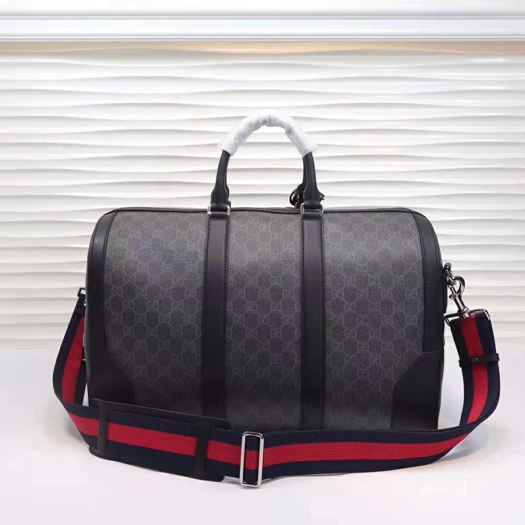 G*u*i gg men gg black carry-on duffle in black/grey soft gg supreme