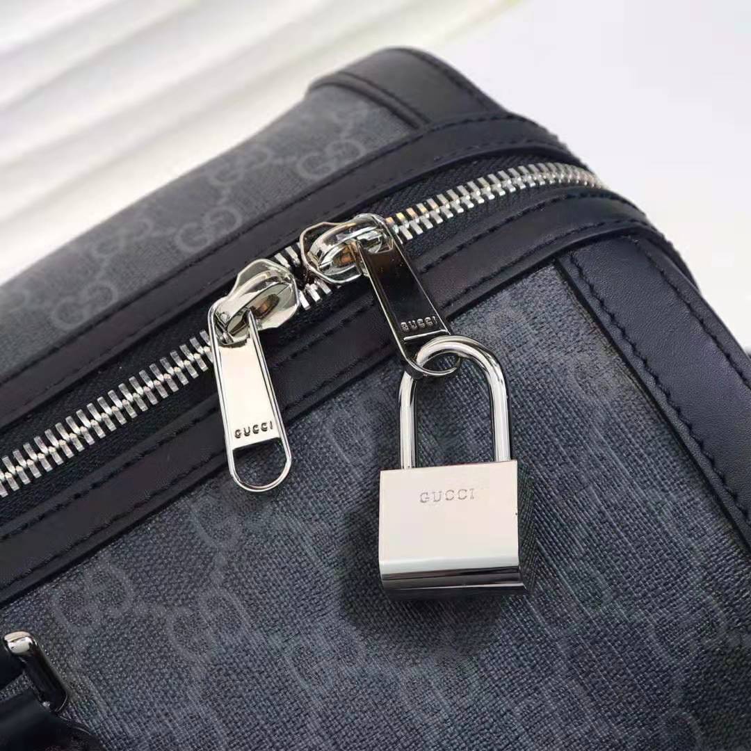 G*u*i gg men gg black carry-on duffle in black/grey soft gg supreme