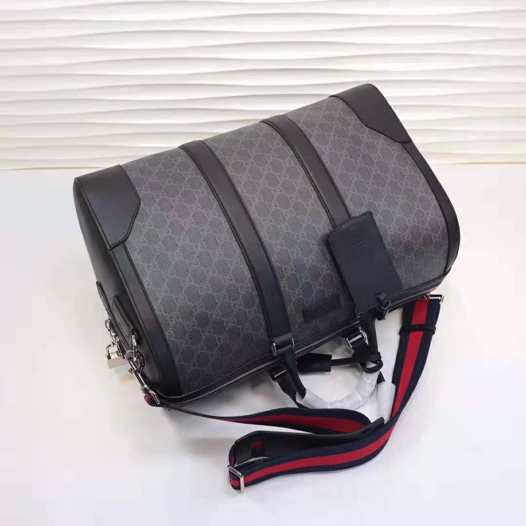 G*u*i gg men gg black carry-on duffle in black/grey soft gg supreme