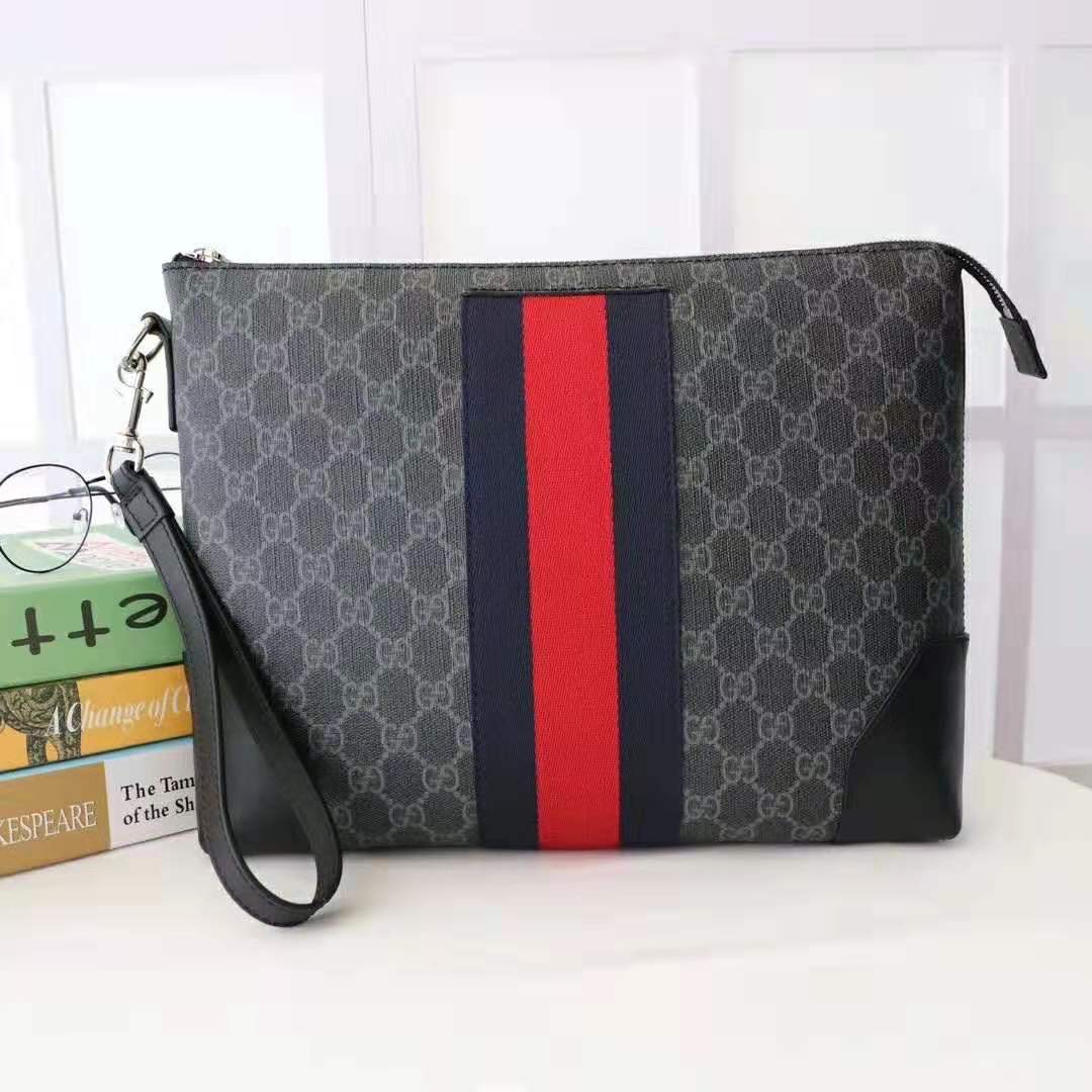 G*u*i gg men gg black messenger in black/grey gg supreme canvas