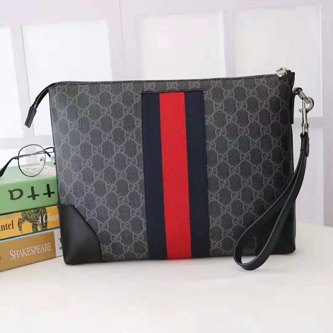 G*u*i gg men gg black messenger in black/grey gg supreme canvas