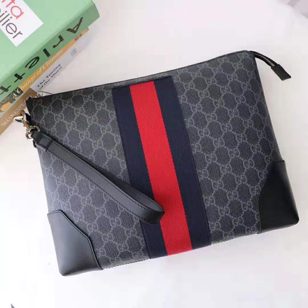 G*u*i gg men gg black messenger in black/grey gg supreme canvas