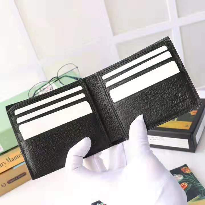 G*u*i gg men gg marmont leather bi-fold wallet in black in calfskin leather