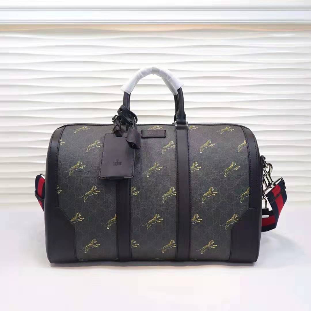 G*u*i gg men G*u*i bestiary carry-on duffle with tigers in black/grey soft gg supreme