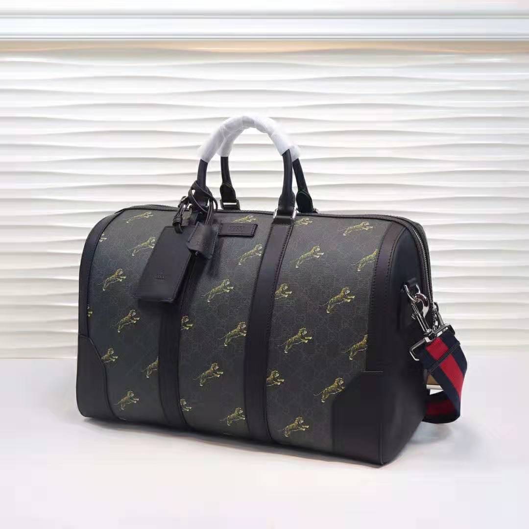 G*u*i gg men G*u*i bestiary carry-on duffle with tigers in black/grey soft gg supreme