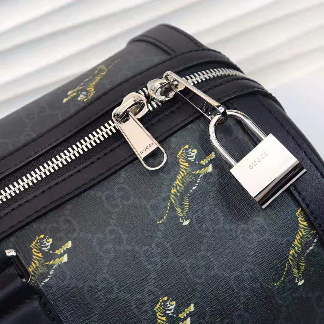 G*u*i gg men G*u*i bestiary carry-on duffle with tigers in black/grey soft gg supreme