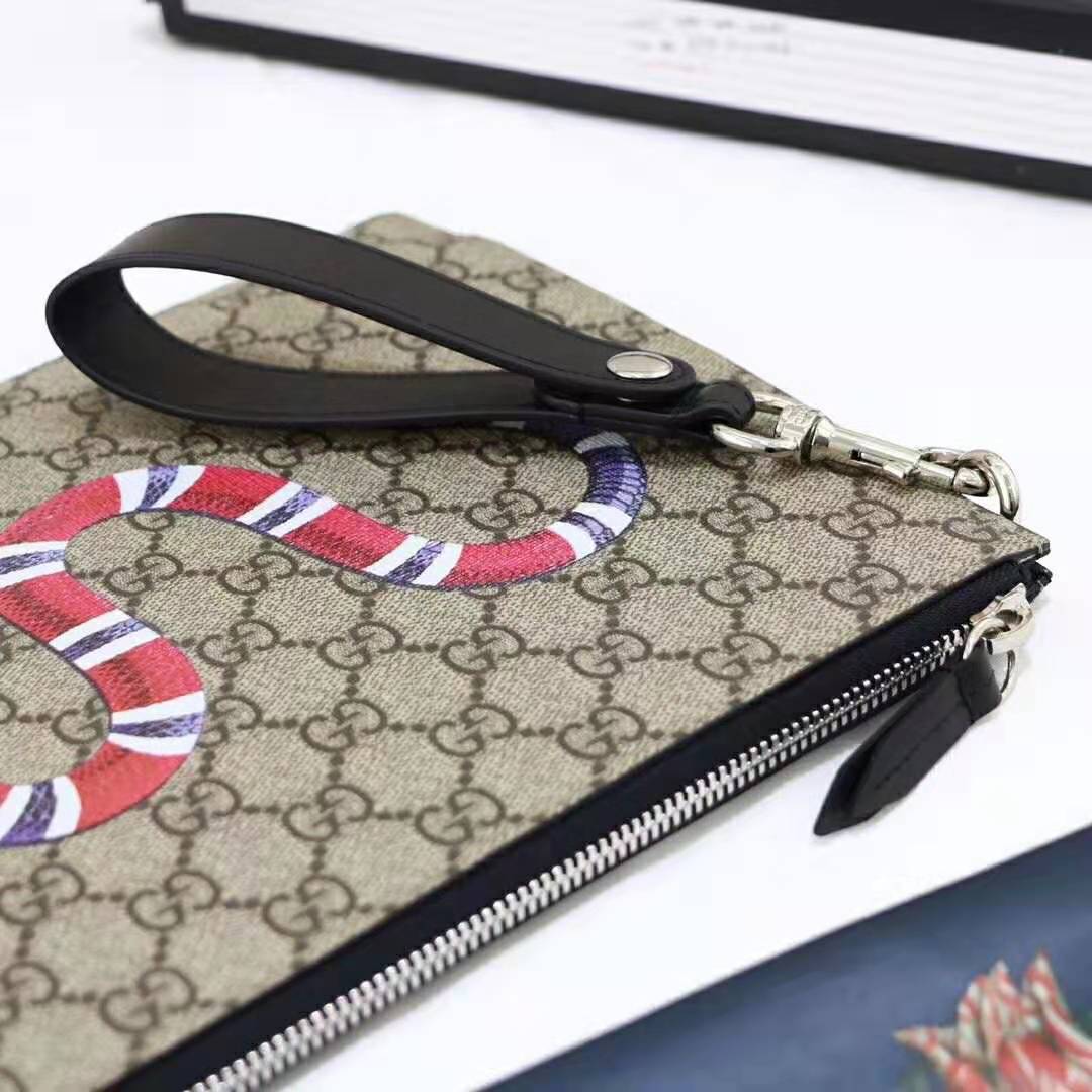 G*u*i gg men G*u*i bestiary pouch with kingsnake in beige/ebony gg supreme canvas