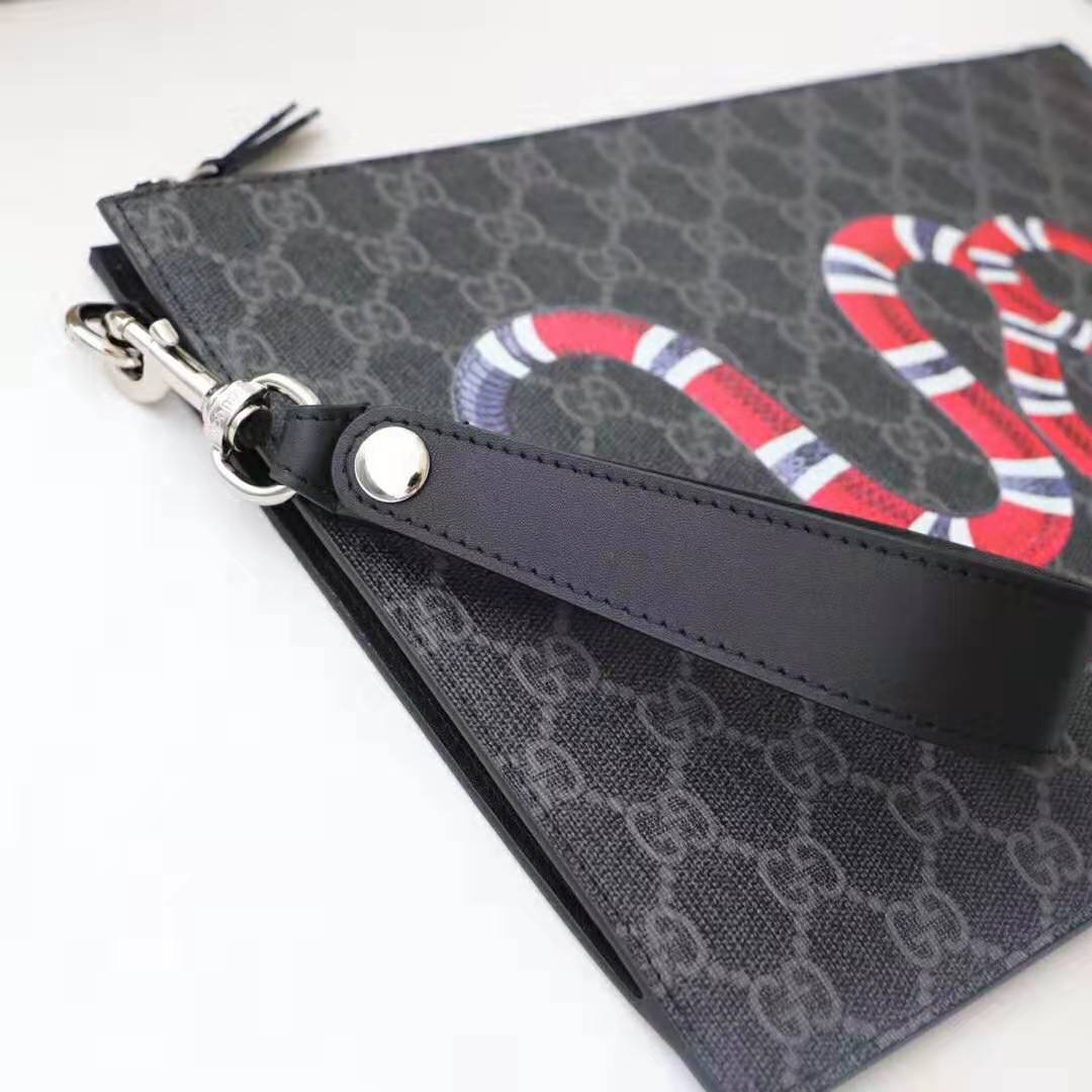G*u*i gg men G*u*i bestiary pouch with kingsnake in black/grey gg supreme canvas