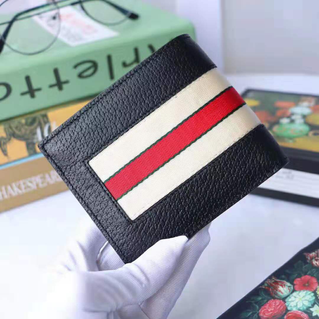 G*u*i gg men G*u*i stripe leather wallet in black leather