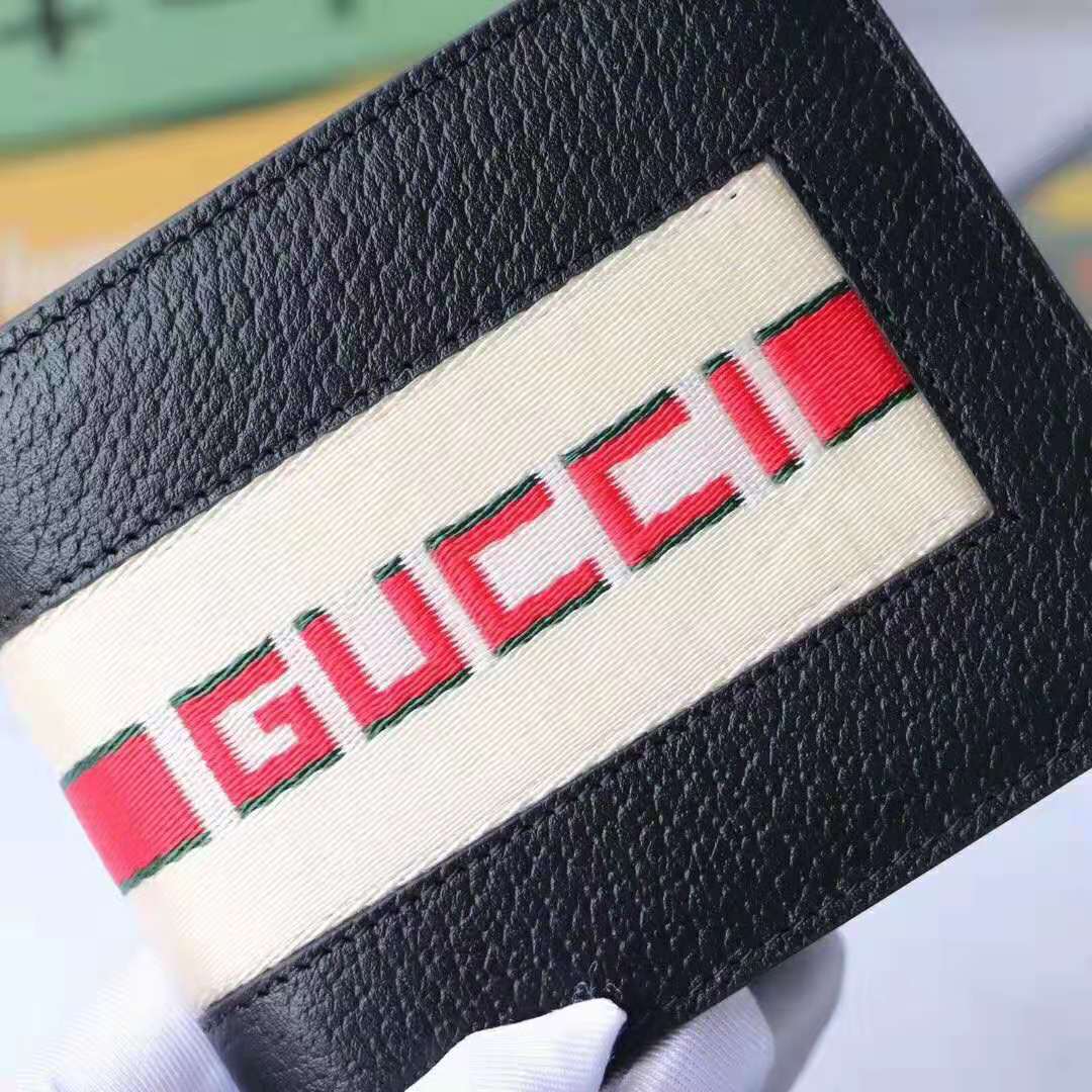 G*u*i gg men G*u*i stripe leather wallet in black leather