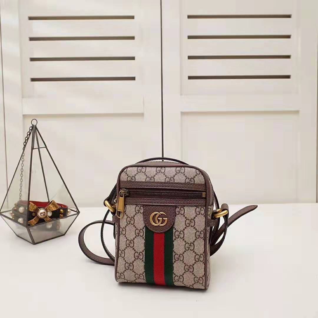 G*u*i gg men ophidia gg shoulder bag in beige/ebony gg supreme canvas