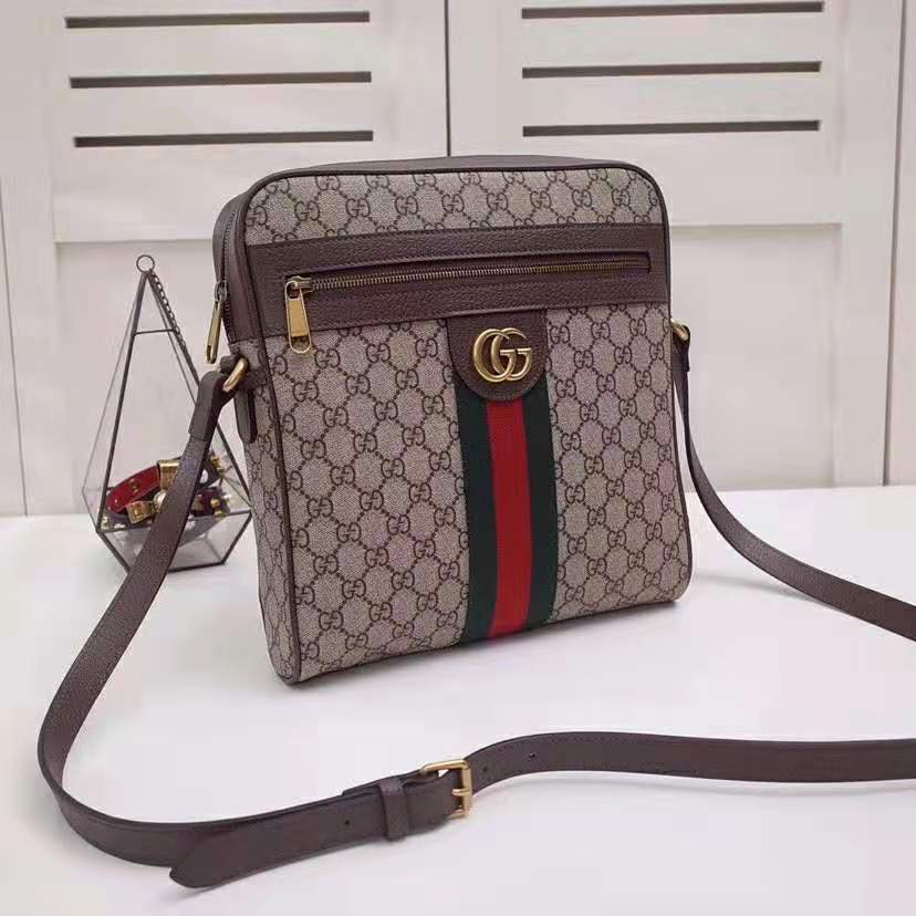 G*u*i gg men ophidia gg small messenger bag in beige/ebony soft gg supreme canvas