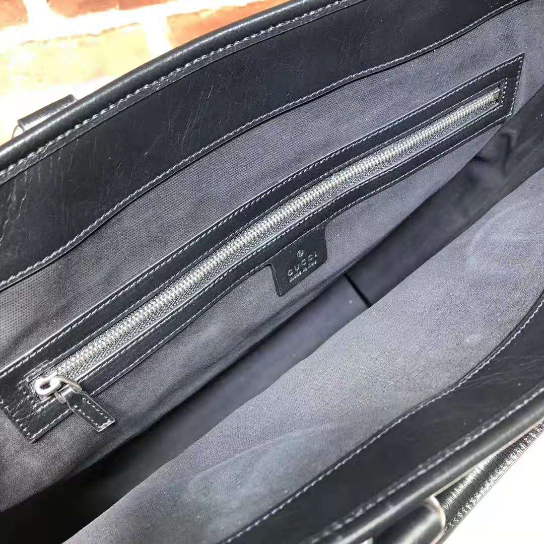 G*u*i gg men soft leather tote in black soft leather