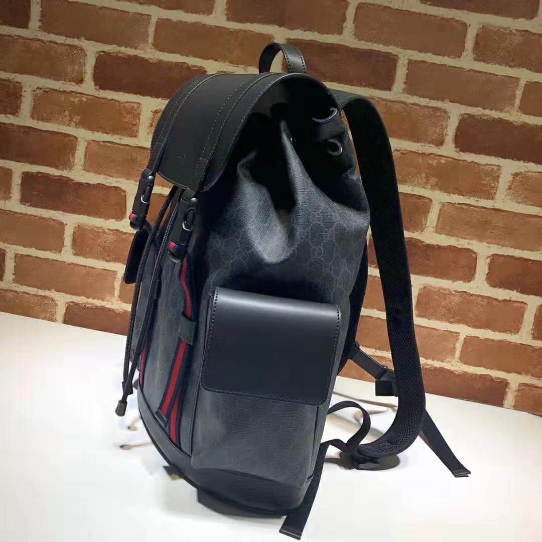 G*u*i gg unisex gg black backpack in black/grey soft gg supreme canvas