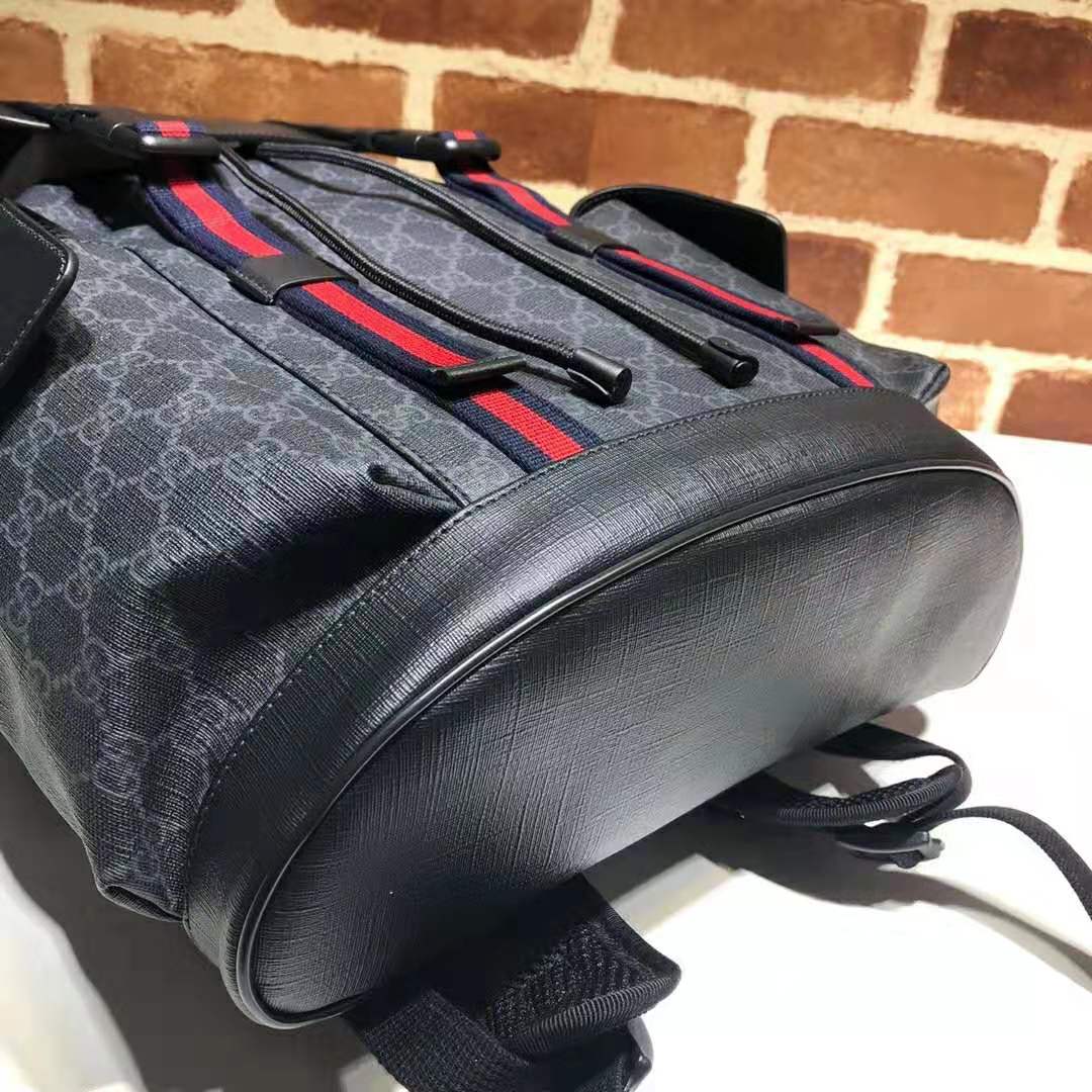 G*u*i gg unisex gg black backpack in black/grey soft gg supreme canvas