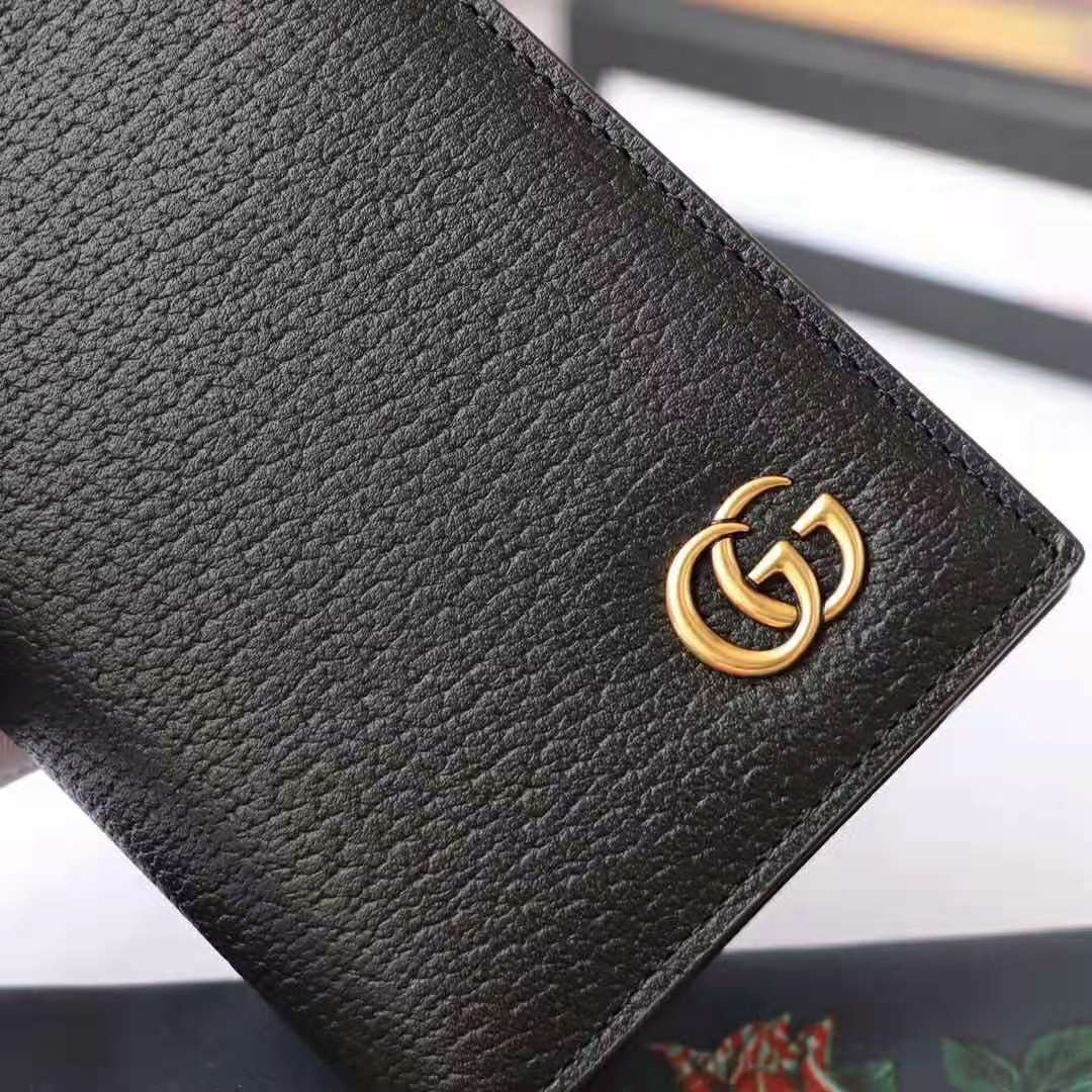 G*u*i gg unisex gg marmont leather long id wallet in black leather