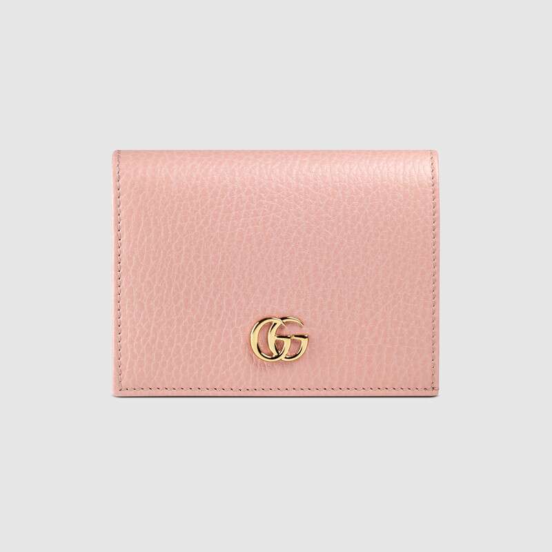 G*u*i gg unisex leather card case wallet in textured leather with double g