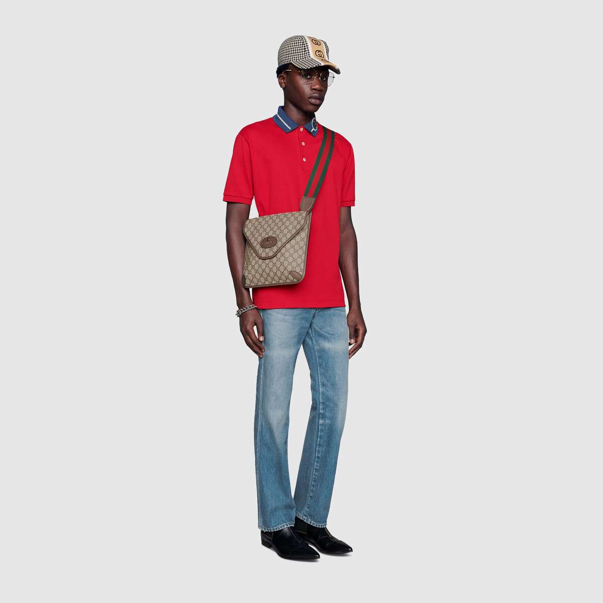G*u*i gg unisex neo vintage gg medium messenger in beige/ebony gg supreme canvas