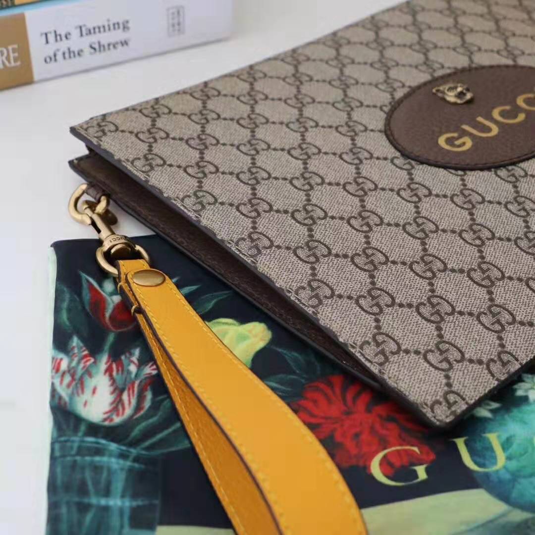 G*u*i gg unisex neo vintage gg supreme pouch in beige/ebony gg supreme canvas
